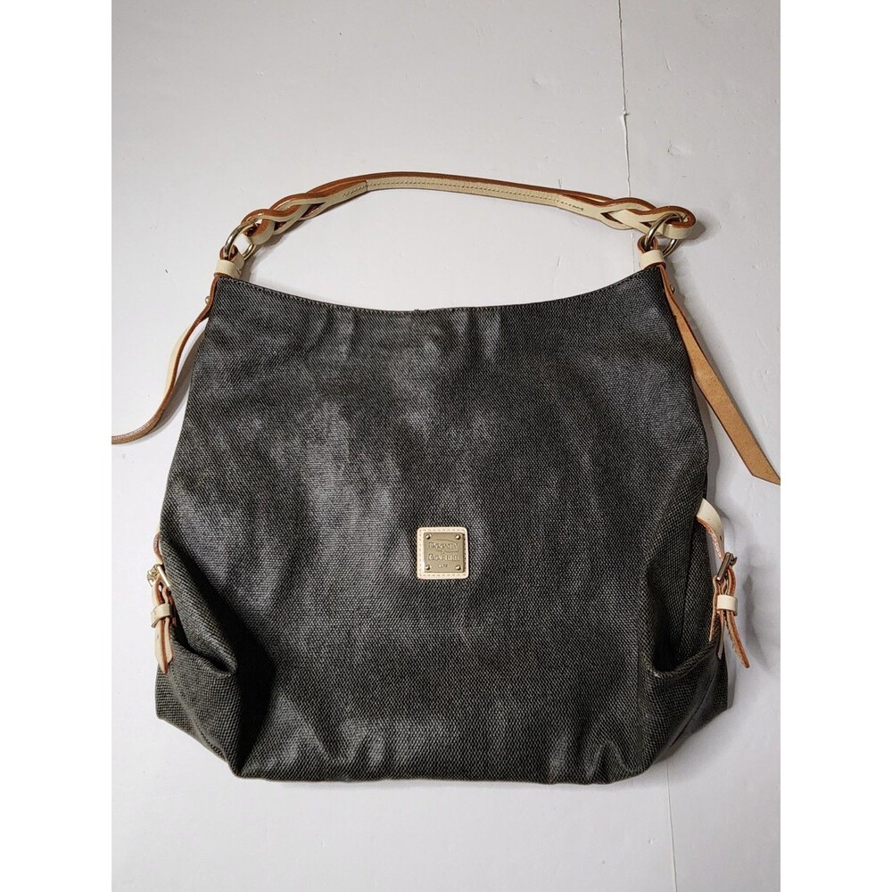 Dooney & Bourke Hobo Shoulder Bag Black Pebble Grain Leather Braided Twist Strap
